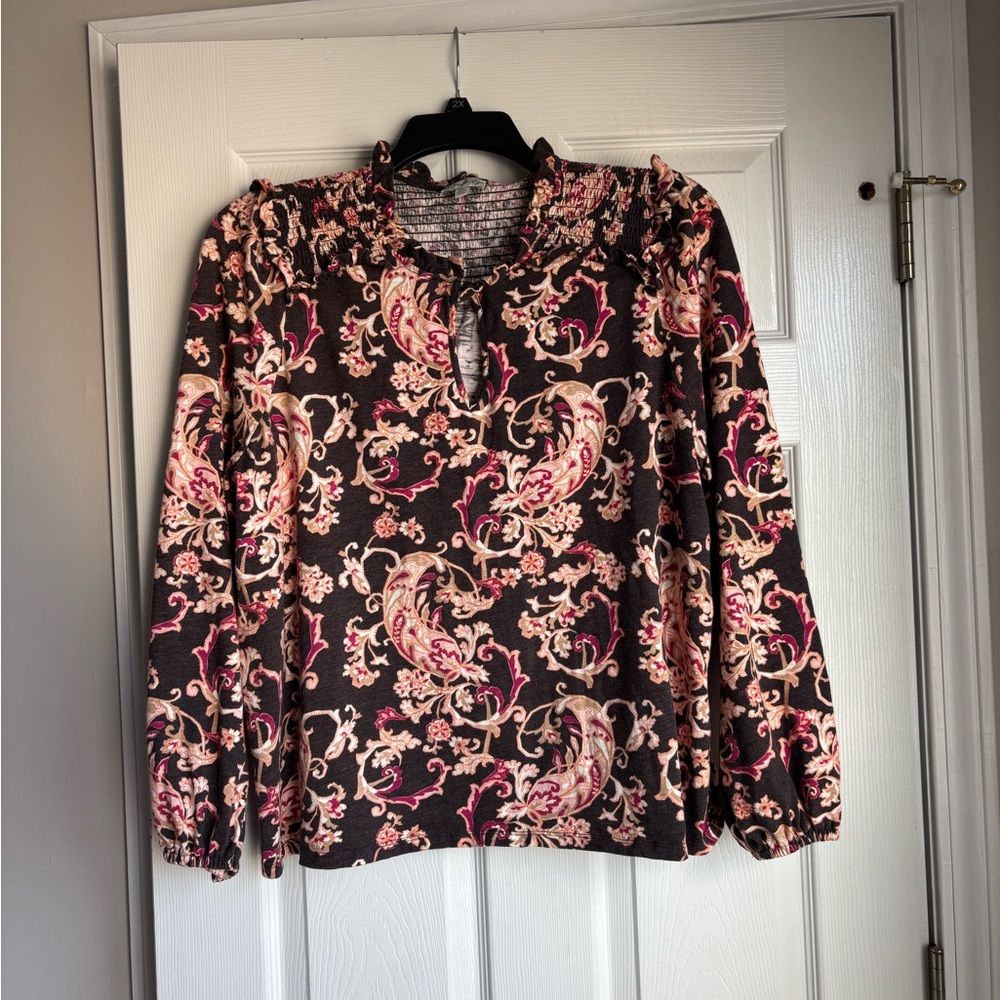 Wonderly Black and Pink Floral Blouse
